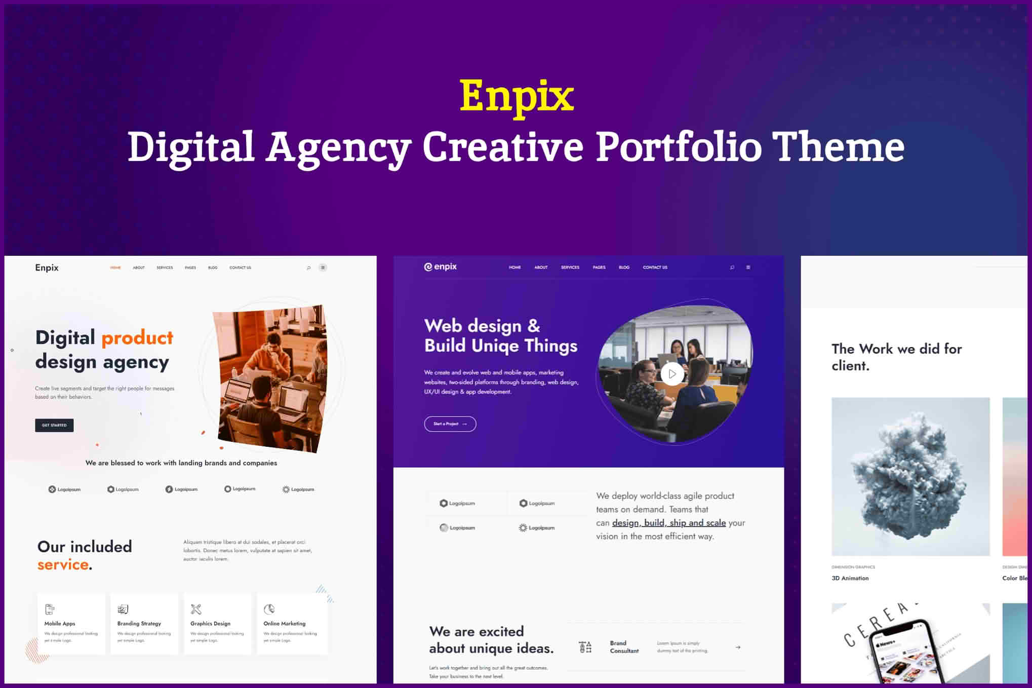 Download Enpix | Digital Agency Creative Portfolio Theme GPL WordPress Plugin