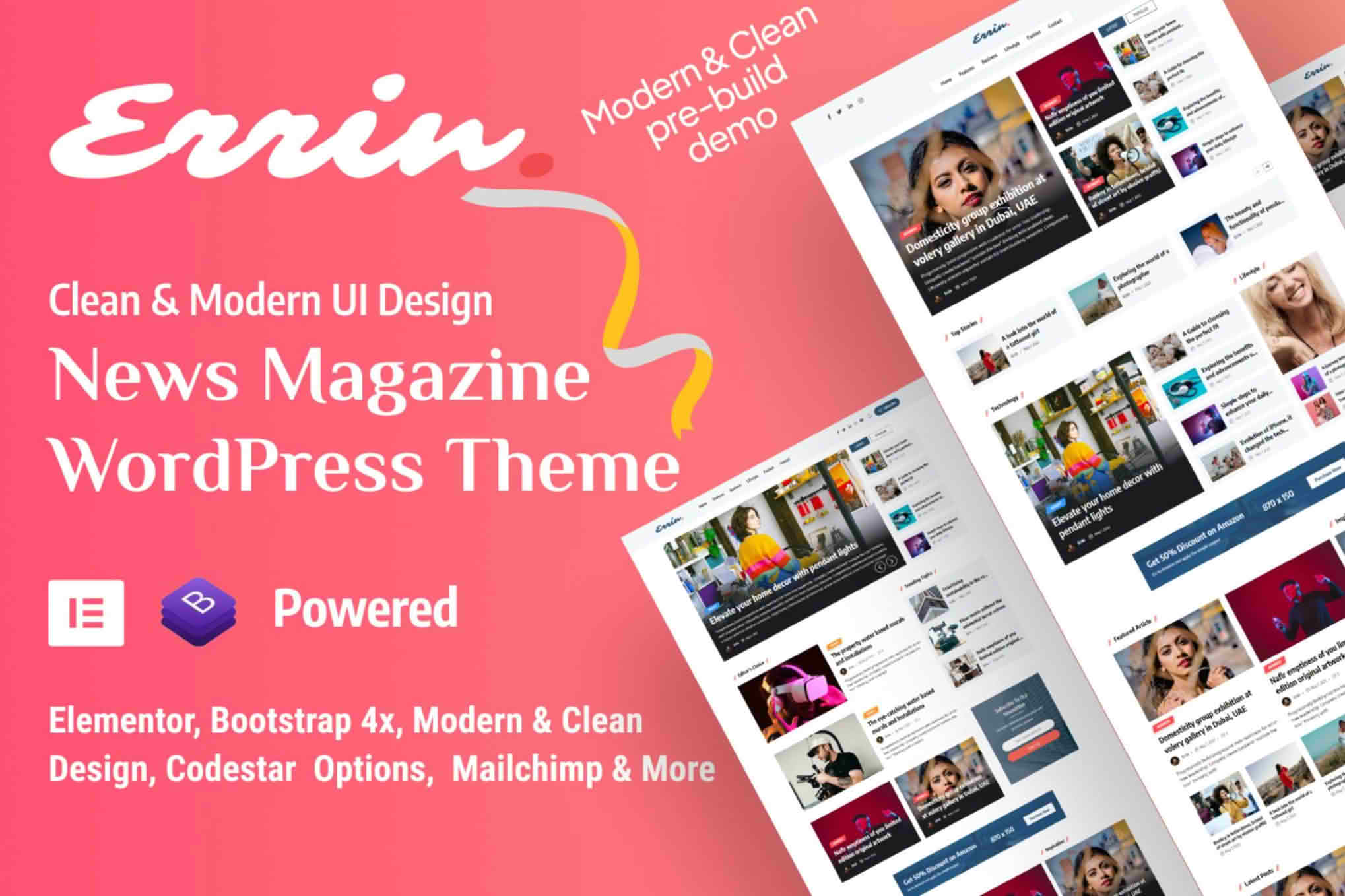 Download Errin - Personal Blog & Magazine  Revolutionary WordPress Theme GPL WordPress Plugin