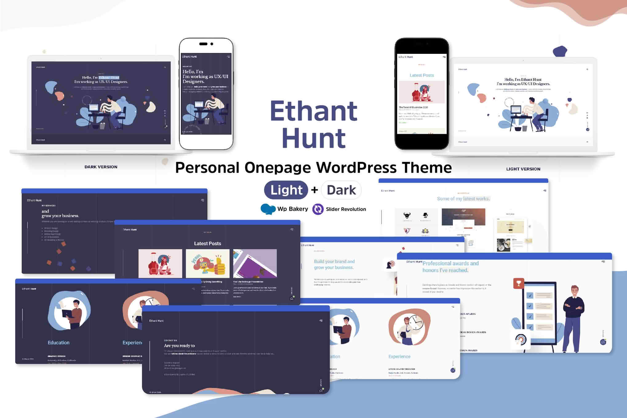 Download Ethant Hunt - Personal Onepage WordPress Theme GPL WordPress Plugin