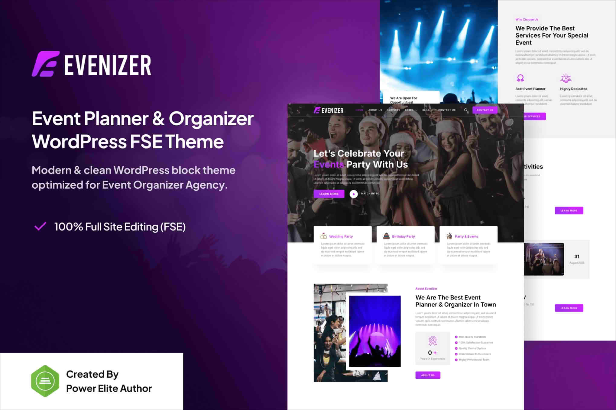 Evenizer – Event Planner & Organizer Gutenverse FSE WordPress Block Theme