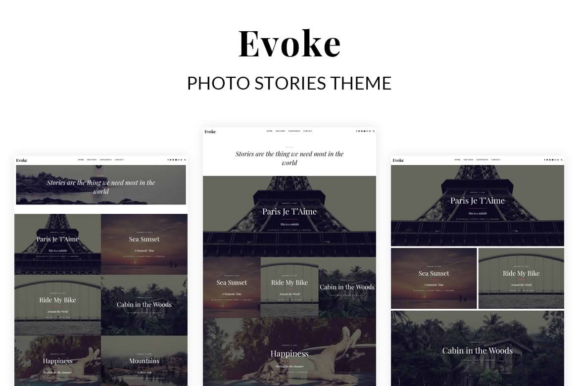 Download Evoke - Photo Stories WordPress Blog Theme GPL WordPress Plugin