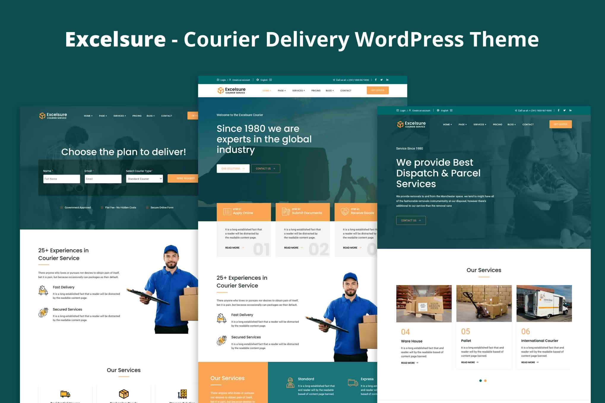 Download Excelsure - Courier Delivery WordPress Theme GPL WordPress Plugin