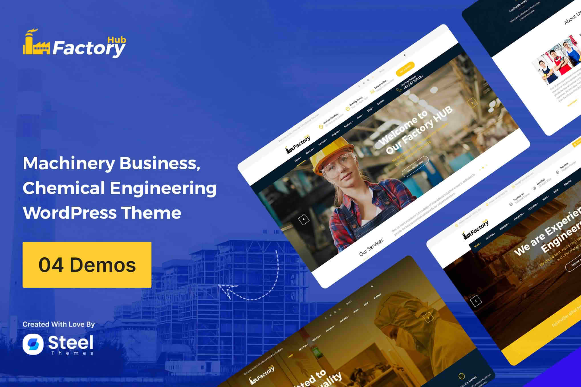 Download Factory HUB - Industry and Construction WordPress Theme GPL WordPress Plugin