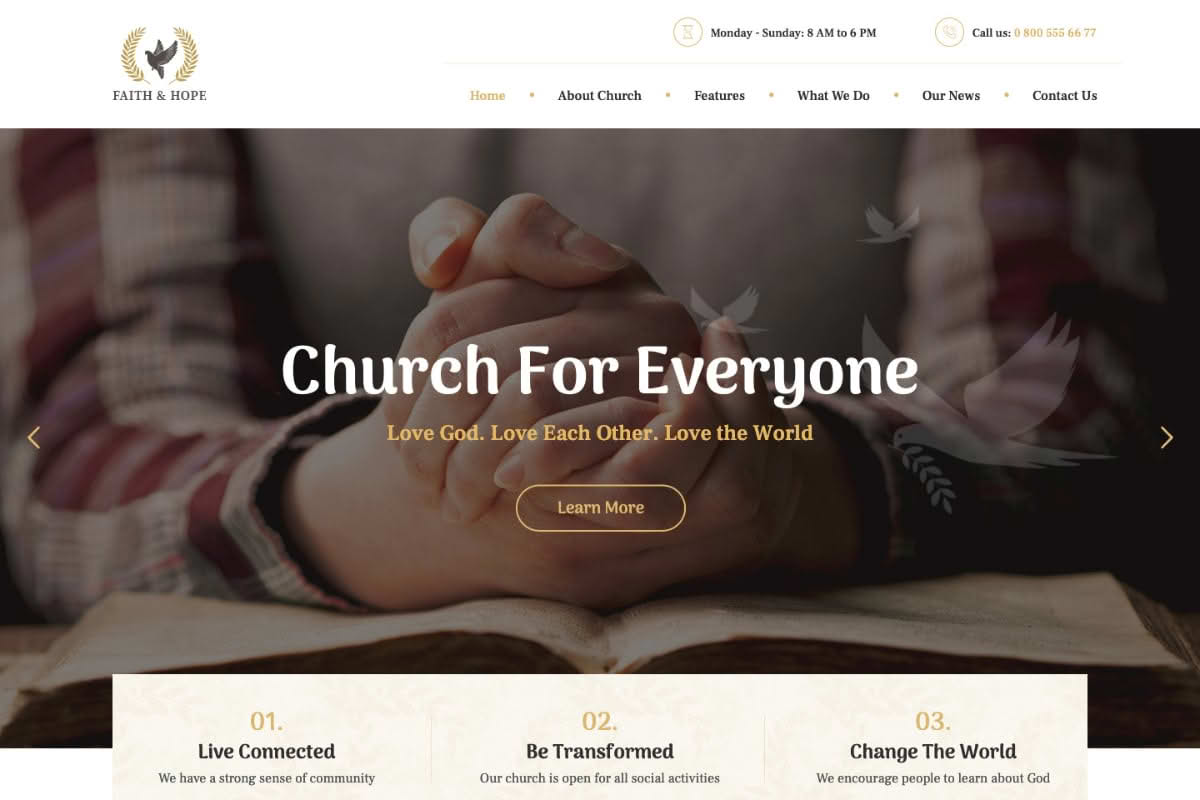 Download Faith & Hope | A Modern Church & Religion Non-Profit WordPress Theme GPL WordPress Plugin