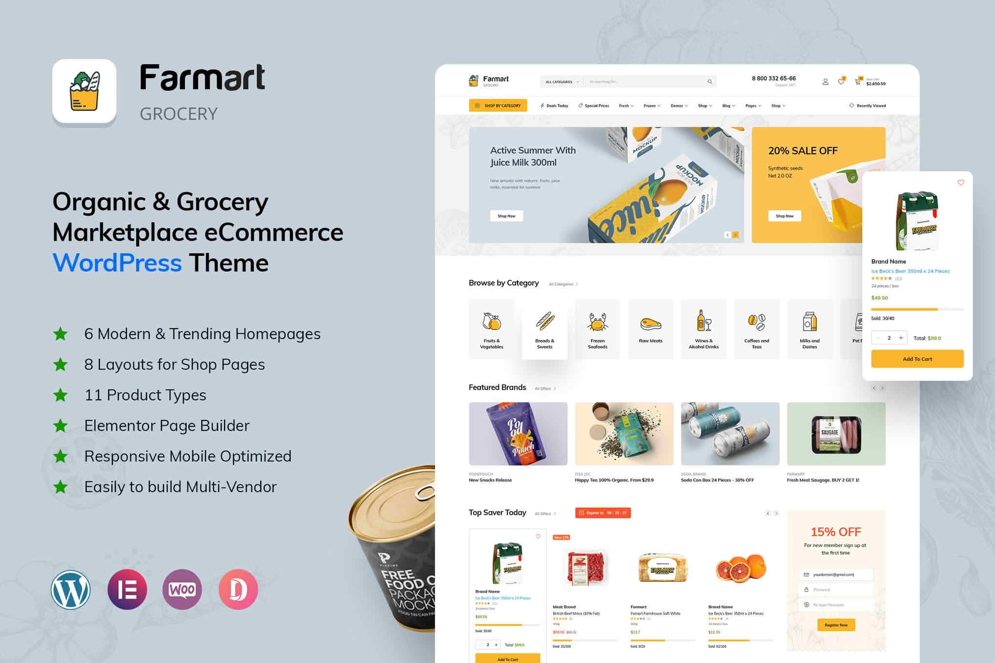 Download Farmart - Organic & Grocery Marketplace WordPress Theme GPL WordPress Plugin