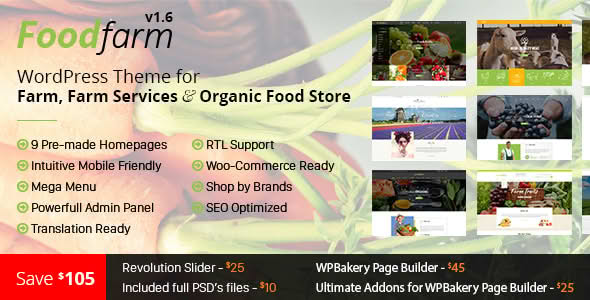 Download FoodFarm - Farm Services and Organic Food Store GPL WordPress Plugin