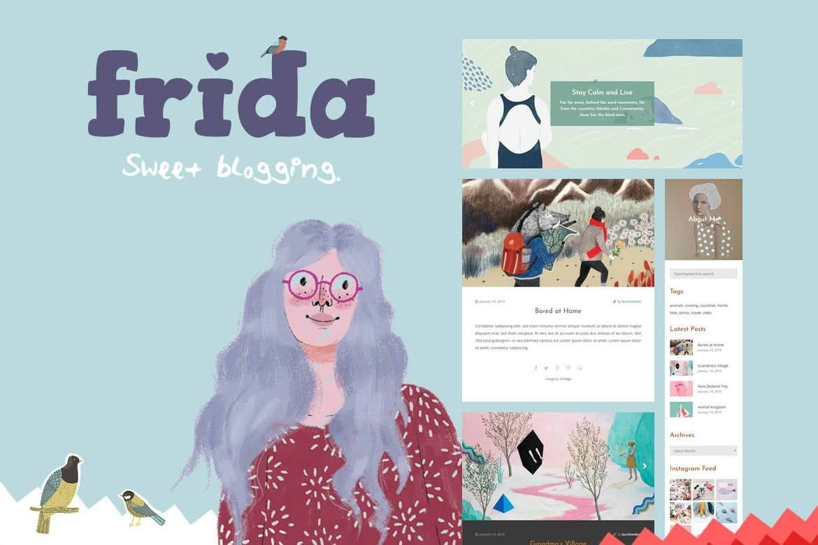 Download Frida - A Sweet & Classic Blog Theme GPL WordPress Plugin