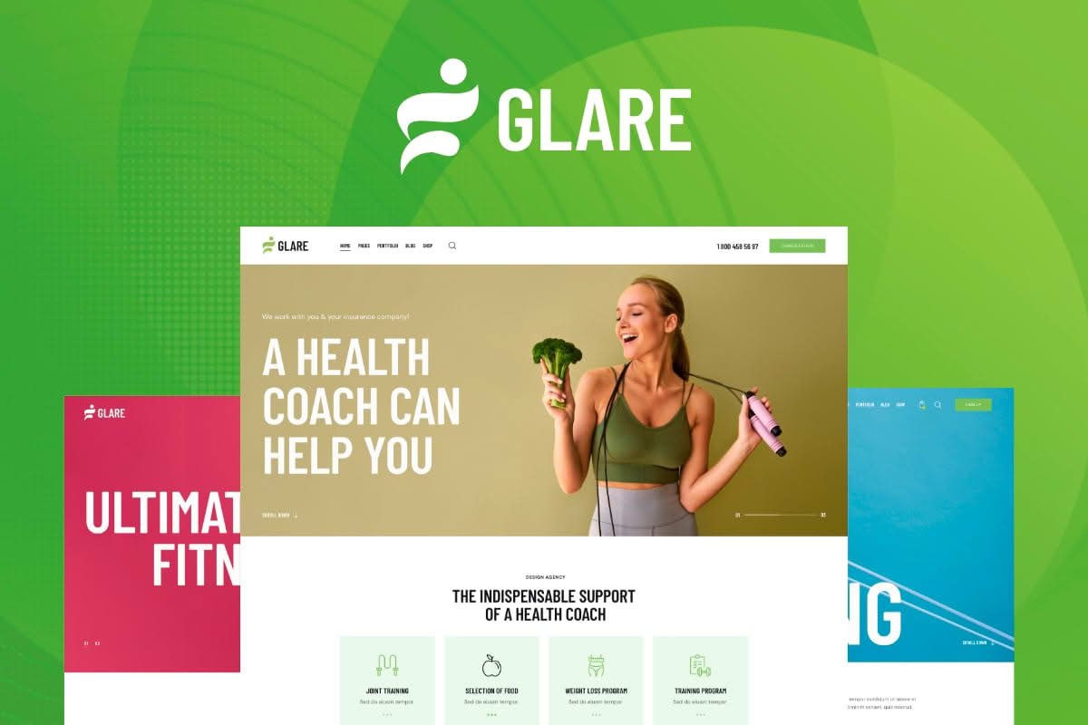Download Glare - Dietitian & Health Fitness Coach WordPress Theme GPL WordPress Plugin
