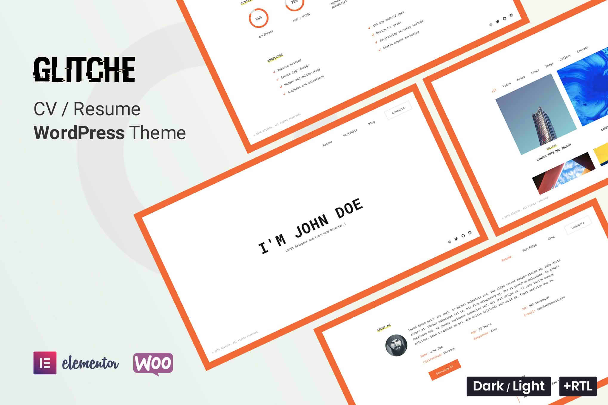 Download Glitche - CV Resume WordPress Theme GPL WordPress Plugin
