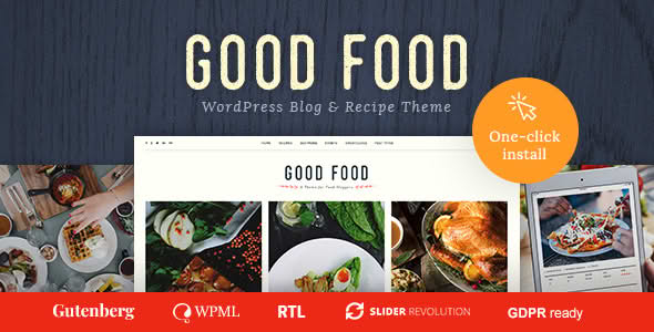 Download Good Food - Recipe Magazine & Food Blogging Theme GPL WordPress Plugin