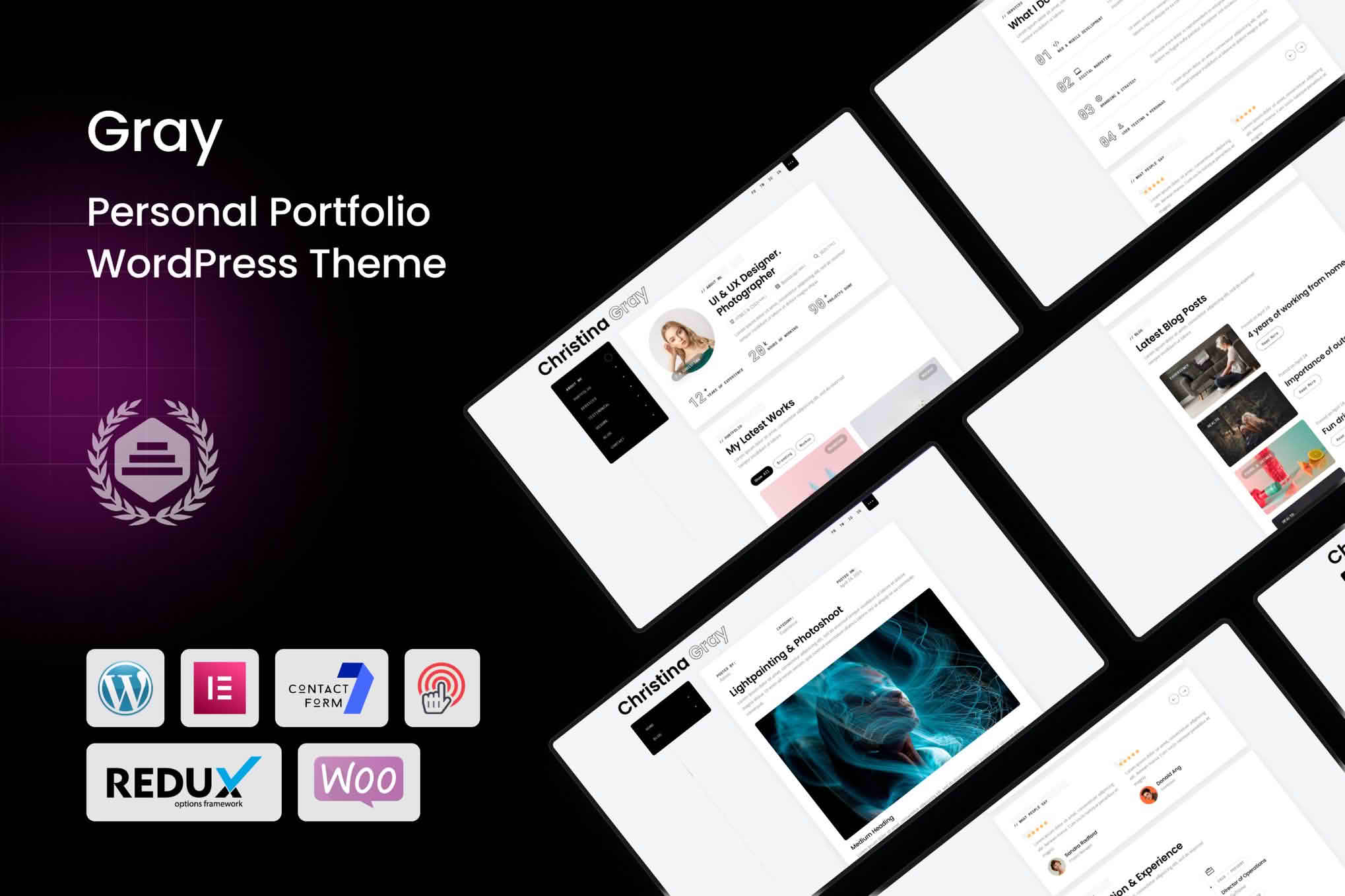 Download Gray - Personal Portfolio WordPress Theme GPL WordPress Plugin