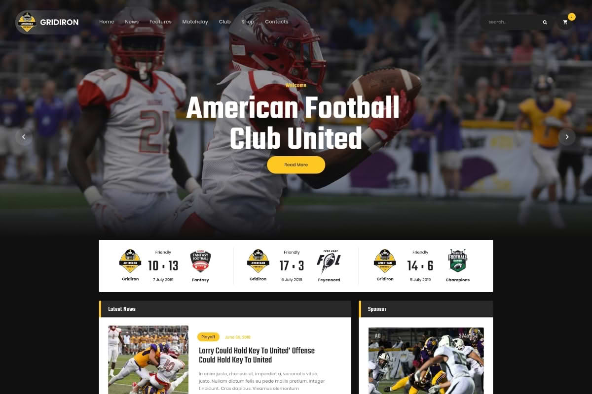 Download Gridiron | American Football & NFL Superbowl Team WordPress Theme GPL WordPress Plugin