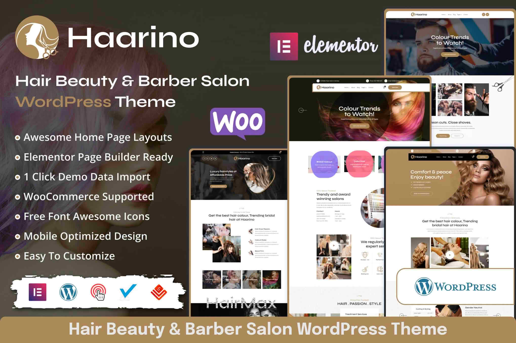 Download Haarino - Hair Beauty & Makeup Salon WordPress Theme GPL WordPress Plugin