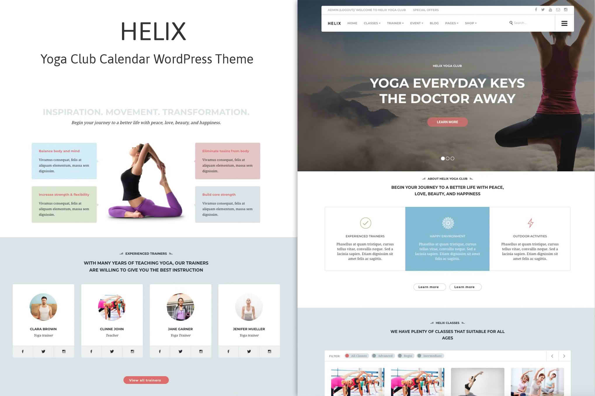 Download Helix - Yoga Club Calendar WordPress Theme GPL WordPress Plugin