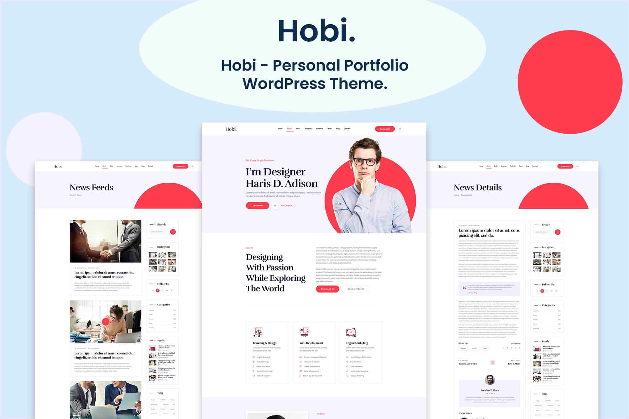 Download Hobi - Personal Portfolio WordPress Theme GPL WordPress Plugin