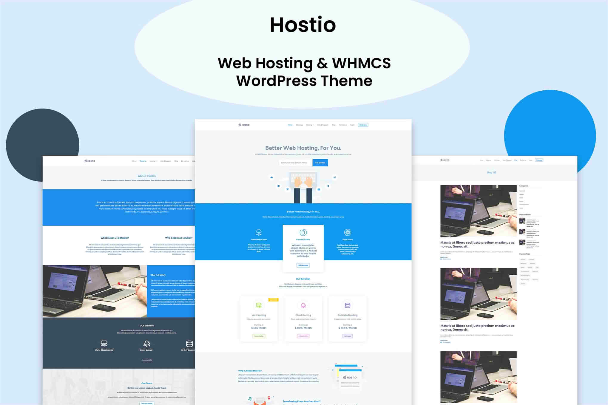 Hostio Web Hosting & WHMCS WordPress Theme