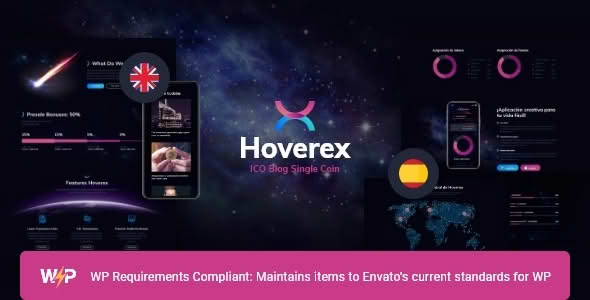 Download Hoverex | Cryptocurrency & ICO WordPress Theme + Spanish GPL WordPress Plugin