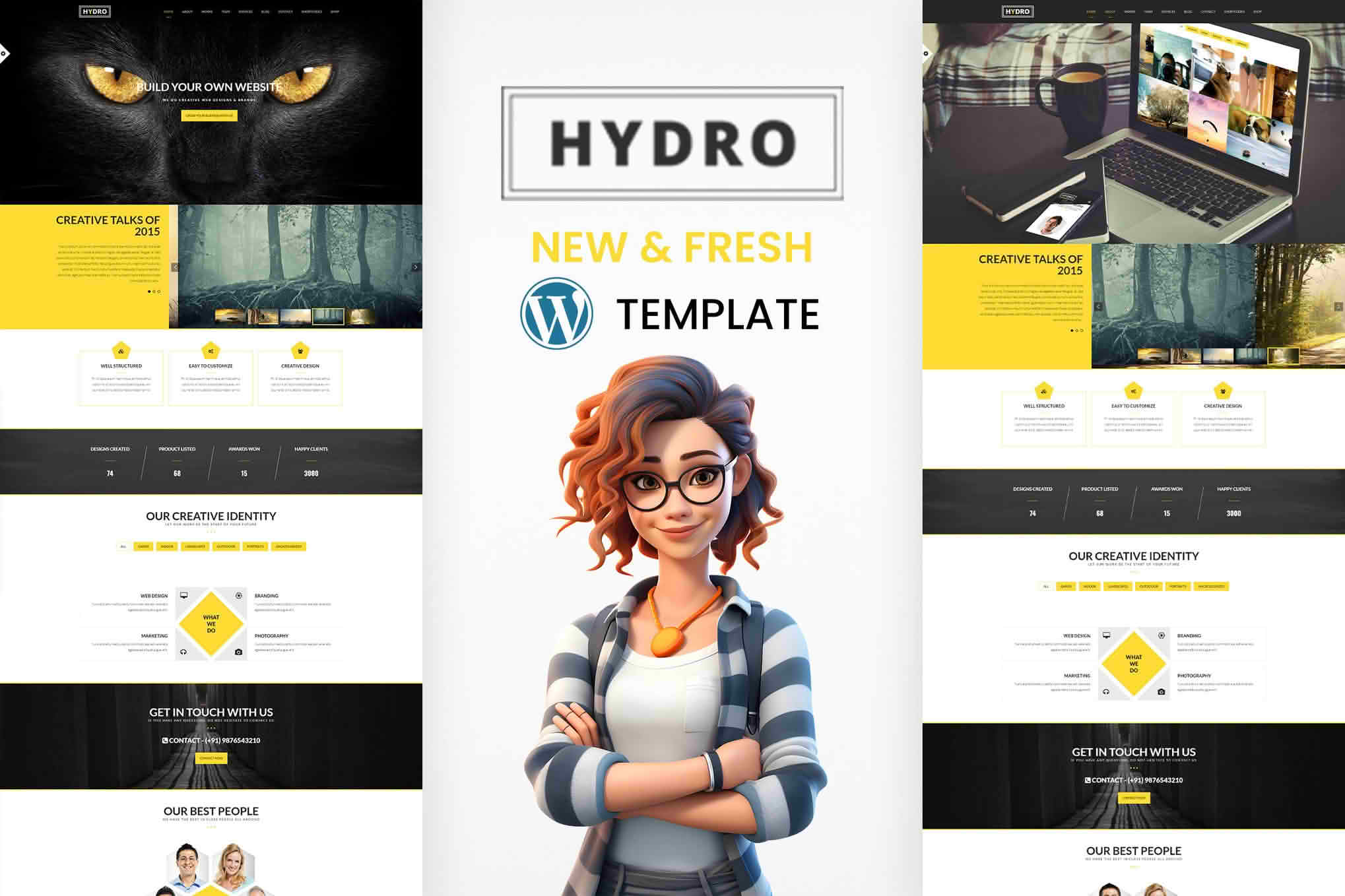 Download HYDRO - One Page Portfolio WordPress Theme GPL WordPress Plugin