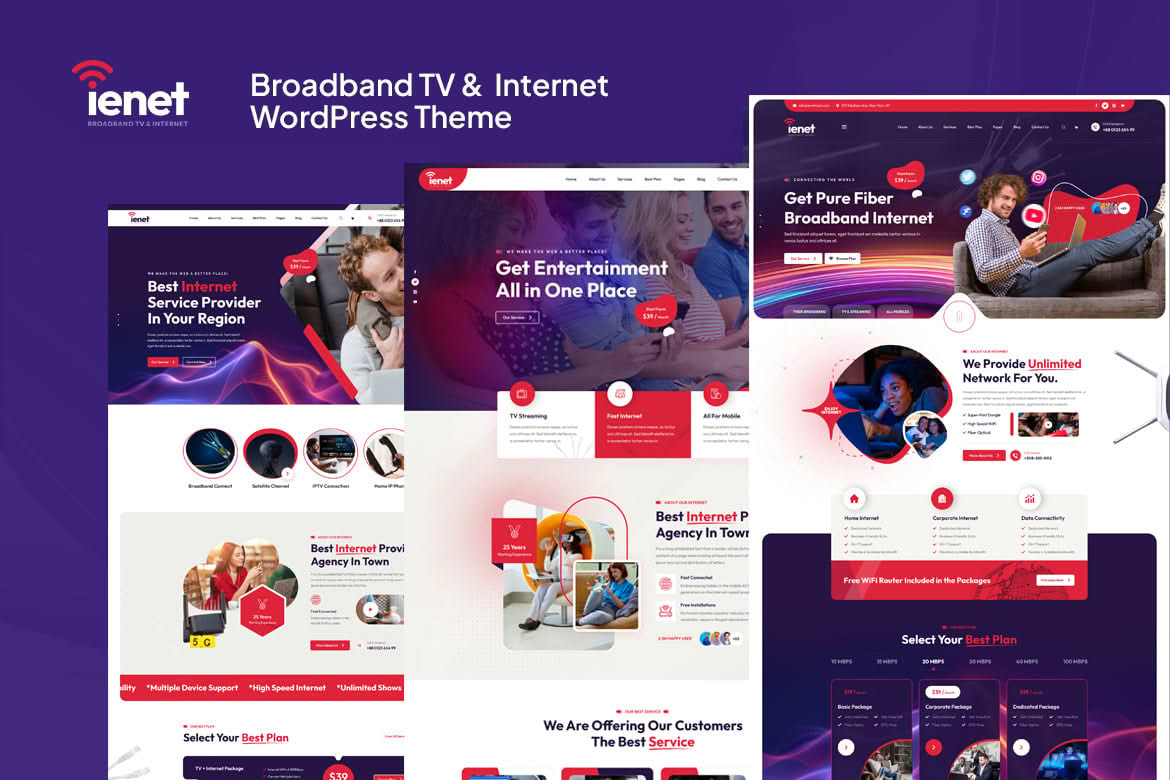 Ienet - Broadband TV & Internet WordPress Theme
