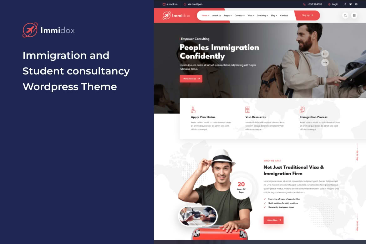 Download Immidox - Immigration and Student consultancy Wordpress Theme + RTL GPL WordPress Plugin