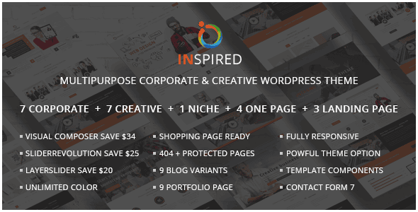 Download Inspired - Multipurpose Corporate and Creative Bootstrap WordPress Theme GPL WordPress Plugin
