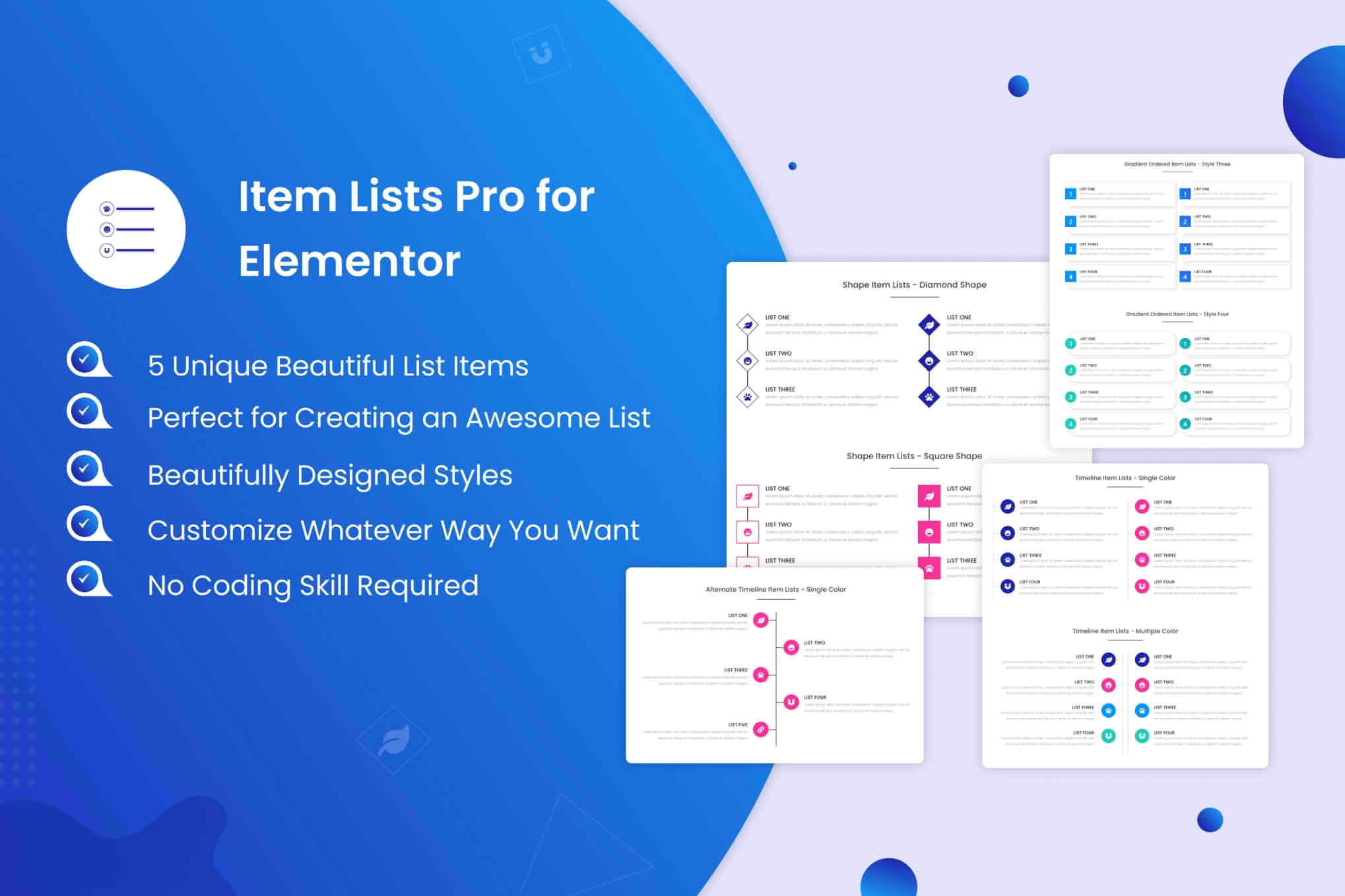 Download Item Lists Pro for Elementor