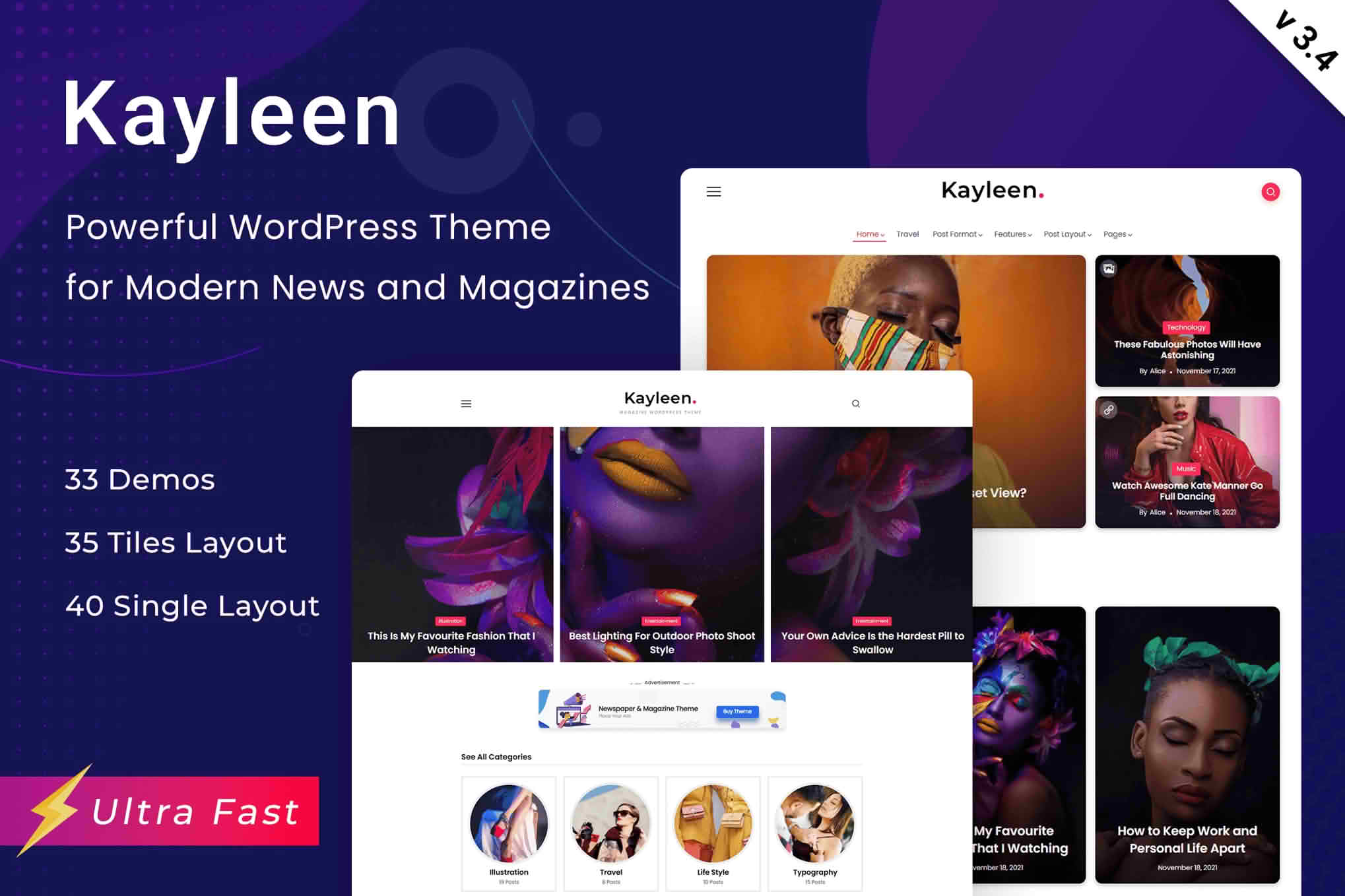 Kayleen | Blog & Magazine WordPress Theme