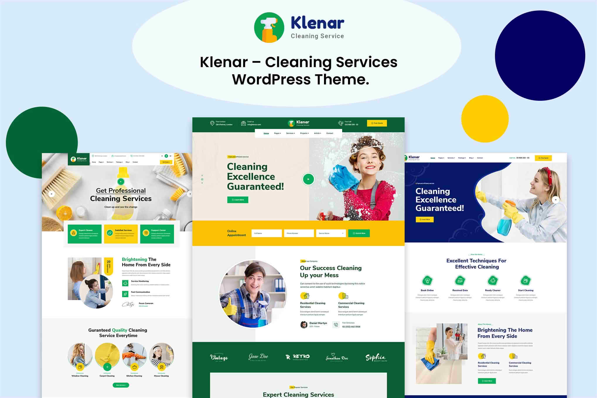 Download Klenar – Cleaning Services WordPress Theme + RTL GPL WordPress Plugin