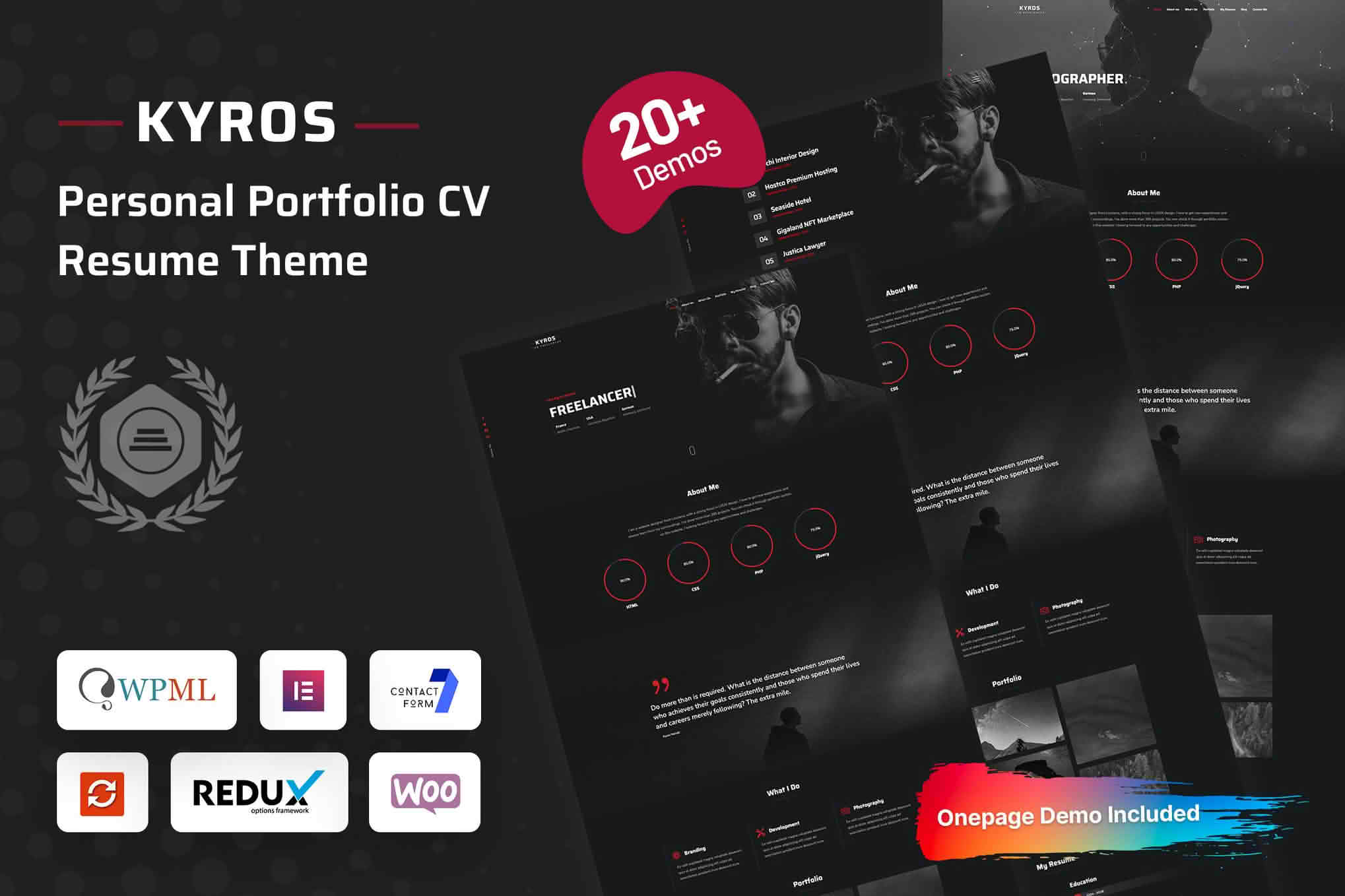 Download Kyros - Personal Portfolio CV Resume Theme GPL WordPress Plugin