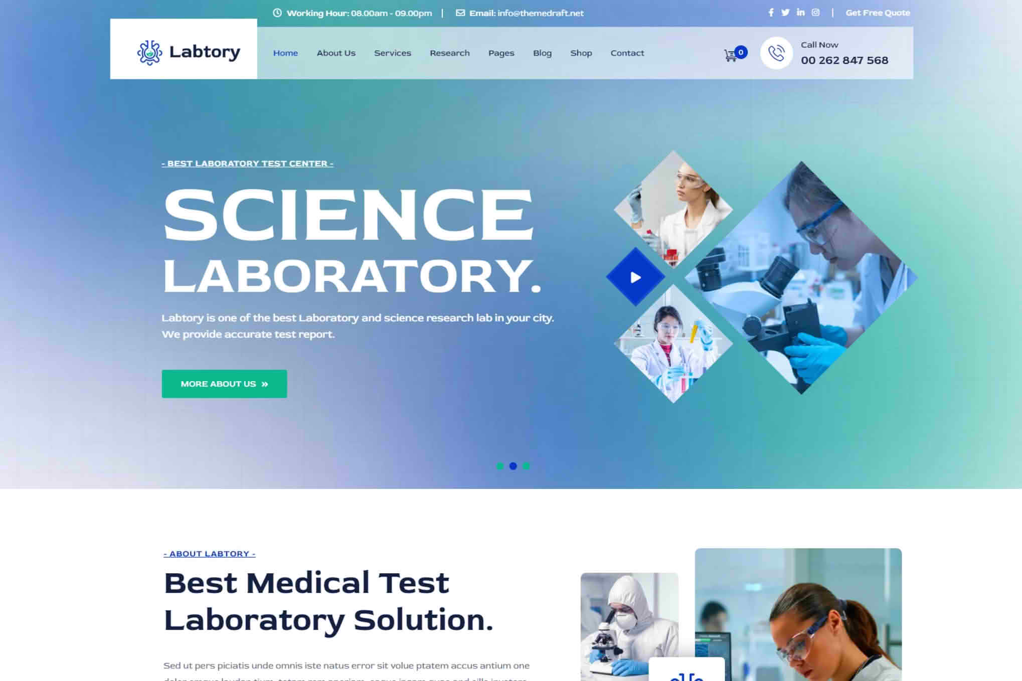 Download Labtory - Laboratory and Science Research WordPress Theme GPL WordPress Plugin