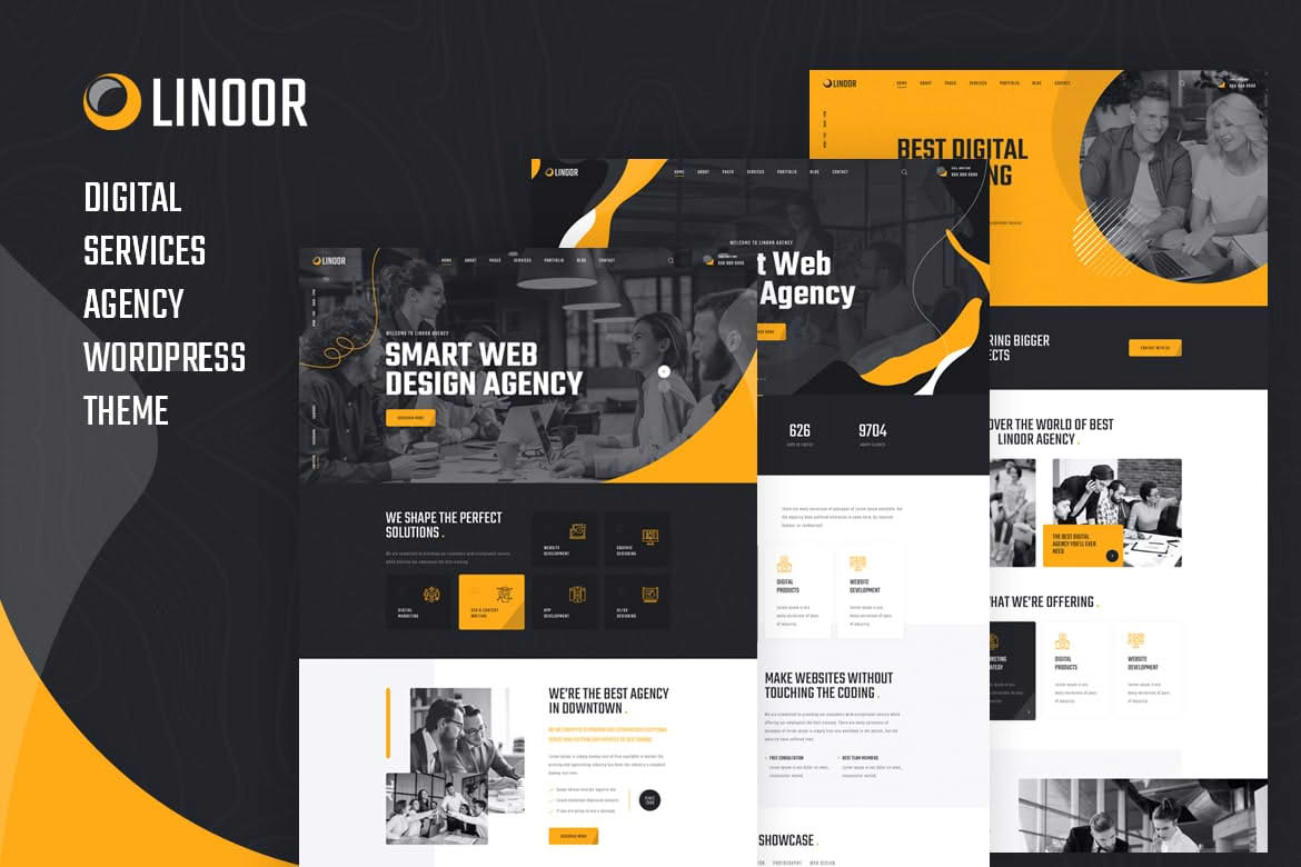 Download Linoor - Digital Agency Services WordPress Theme GPL WordPress Plugin