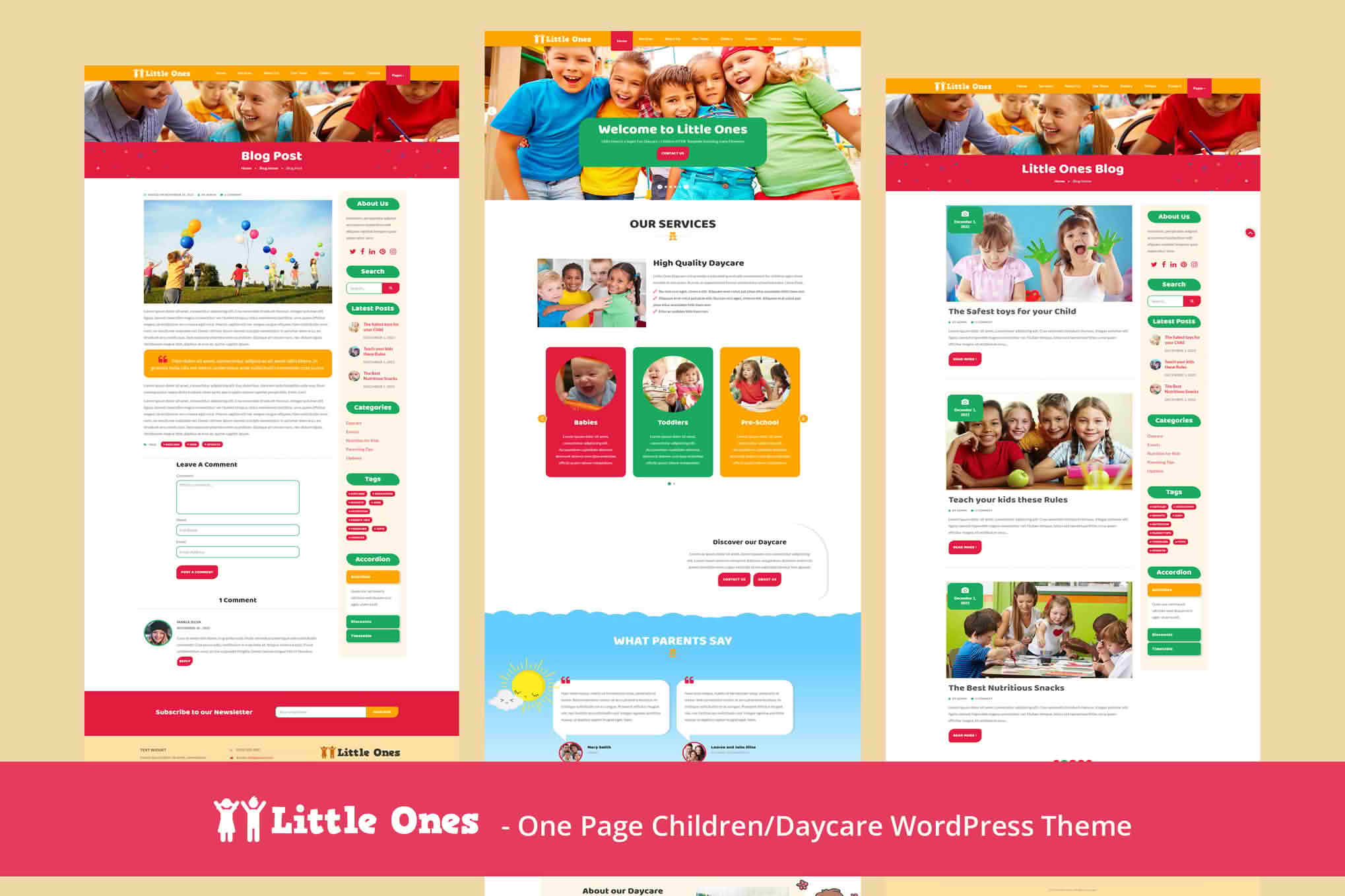 Download Little Ones - One Page Children/Daycare WordPress Theme GPL WordPress Plugin