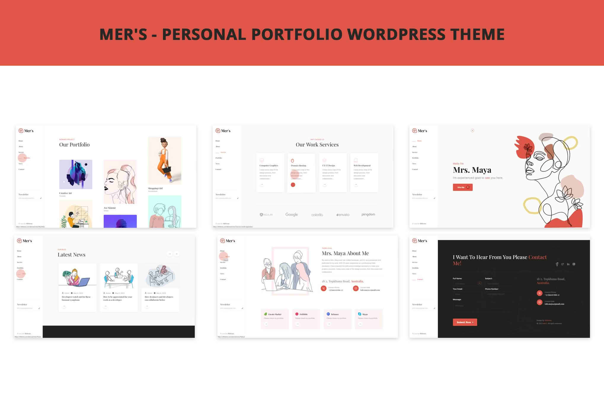 Download Mer's - Personal Portfolio WordPress Theme GPL WordPress Plugin
