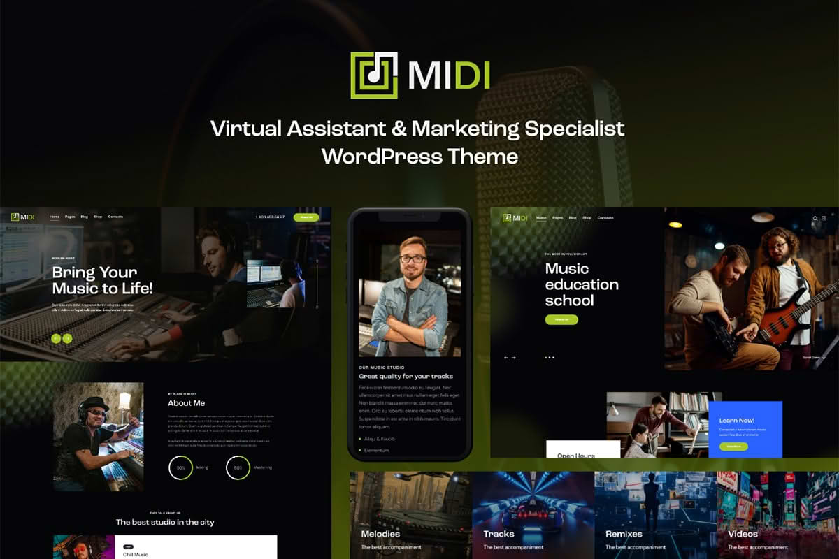 Download Midi - Sound & Music Production WordPress Theme GPL WordPress Plugin