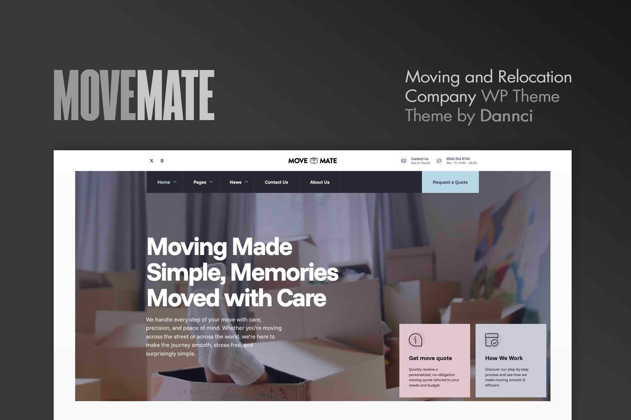 MoveMate - Moving Company WordPress Theme