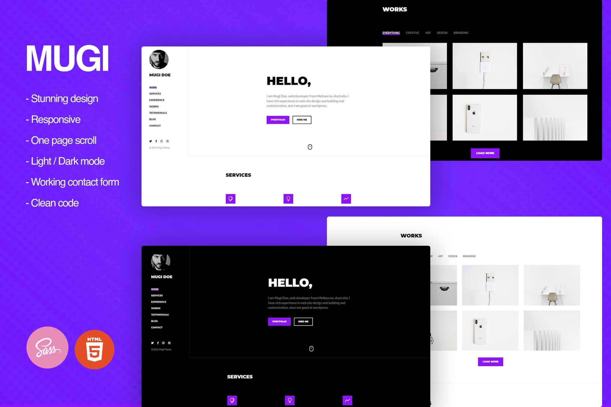 Download Mugi - Personal Portfolio & Resume WordPress Theme GPL WordPress Plugin