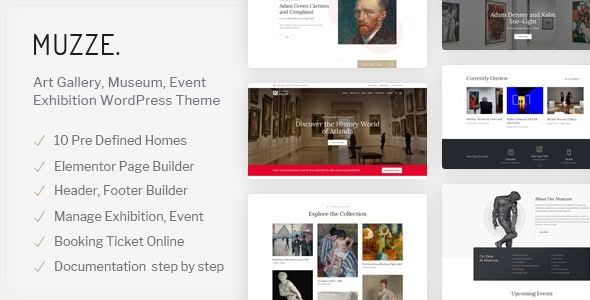 Download Muzze - Museum Art Gallery Exhibition Theme GPL WordPress Plugin
