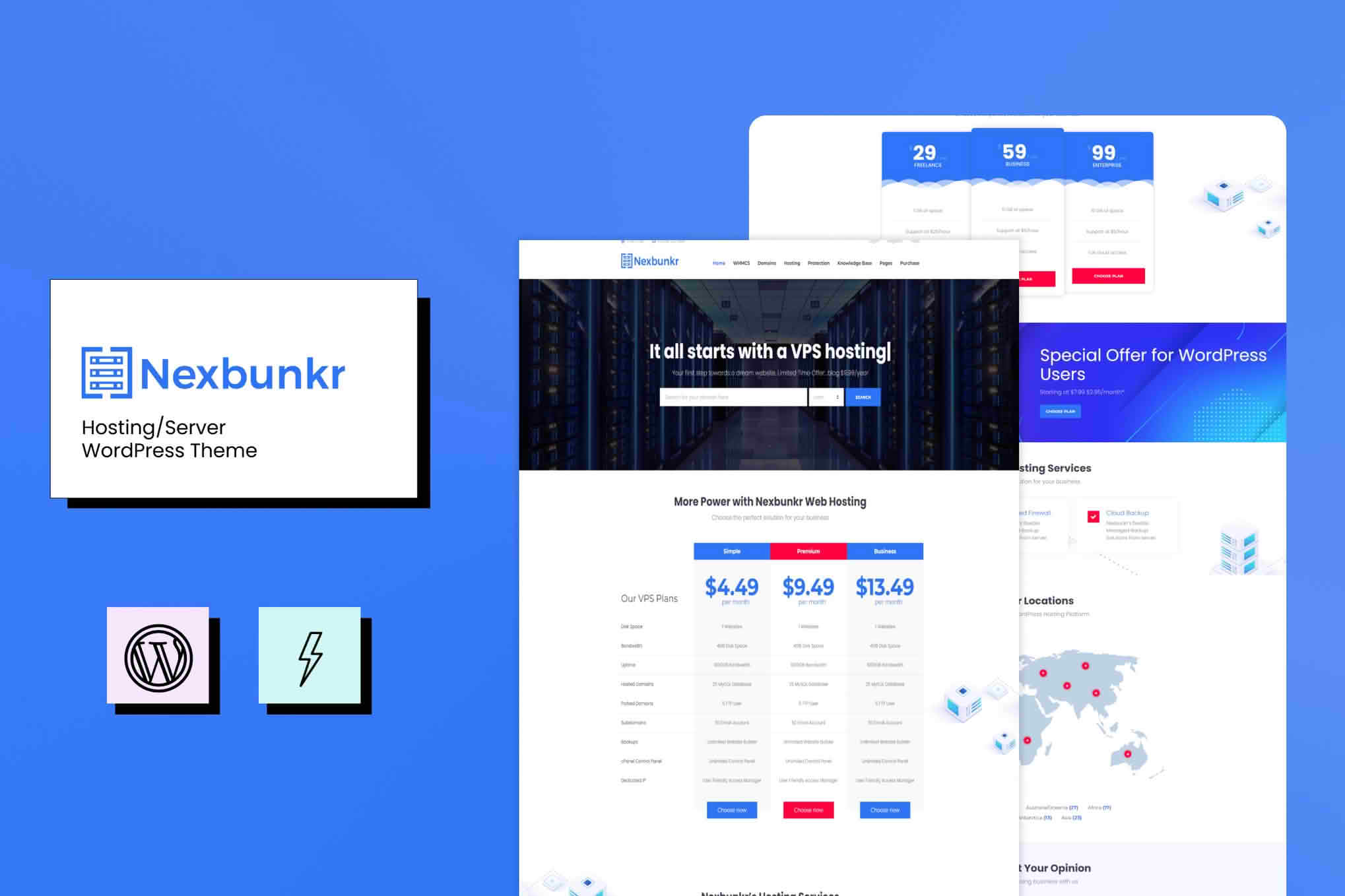 Download Nexbunker - Hosting/Server WordPress Theme + WHMCS GPL WordPress Plugin