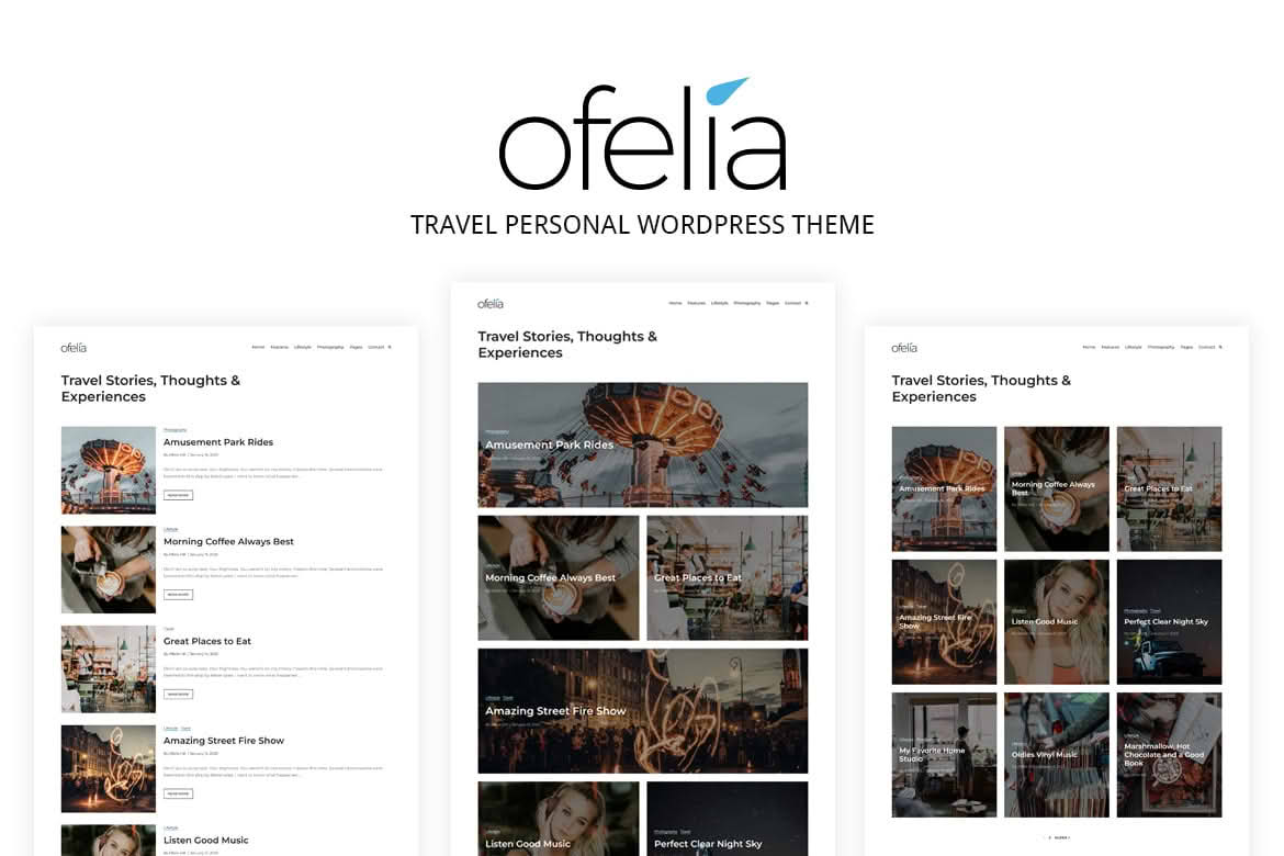 Download Ofelia - Travel Personal WordPress Blog Theme GPL WordPress Plugin