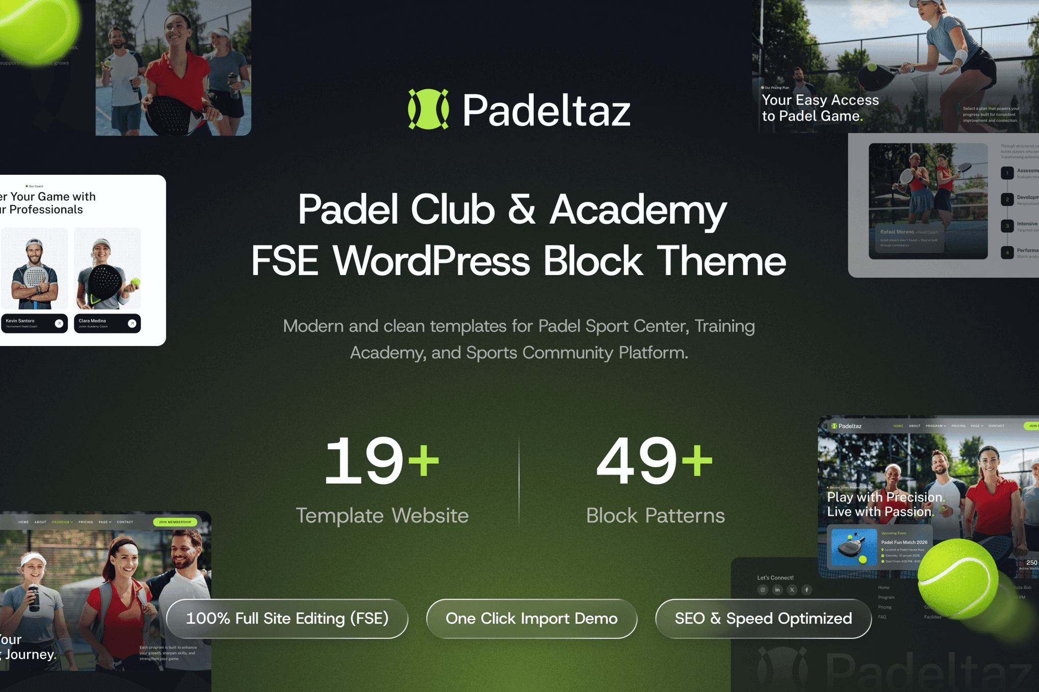 Padeltaz – Padel Club and Sports Academy FSE WordPress Block Theme