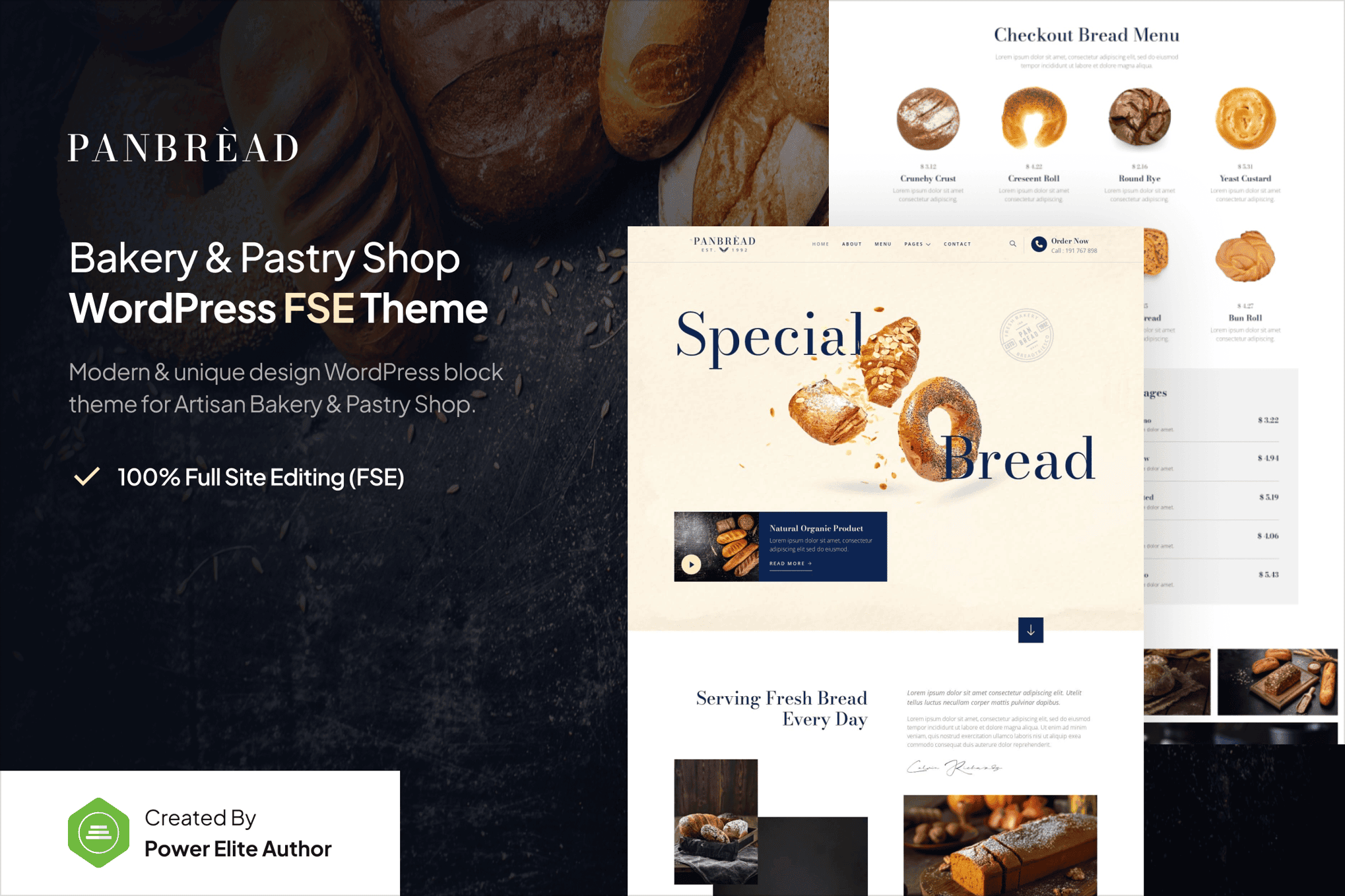 Panbread – Fresh Bakery & Pastry Gutenverse FSE WordPress Block Theme