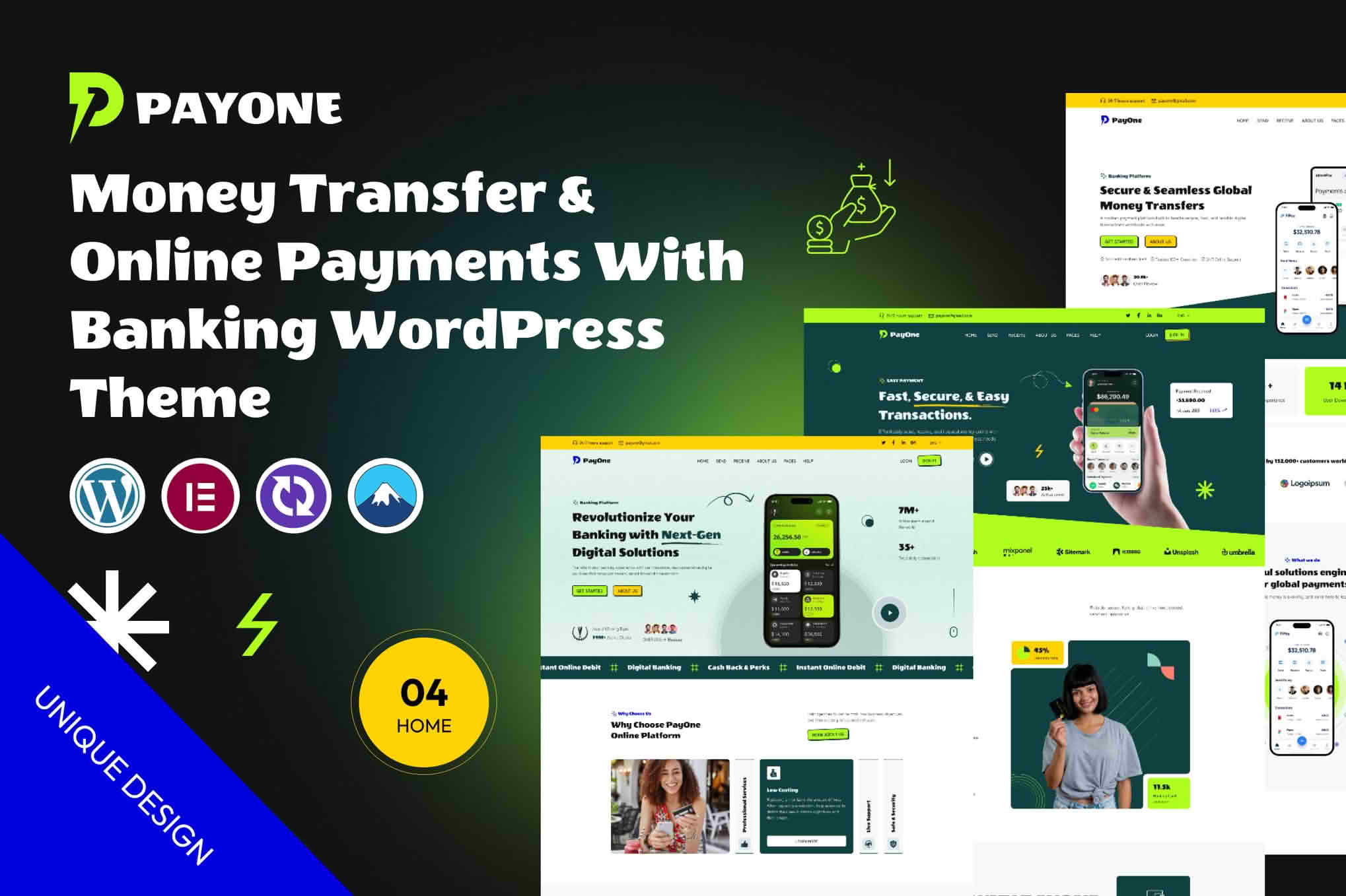 Download PayOne - Money Transfer & Online Payments Theme GPL WordPress Plugin