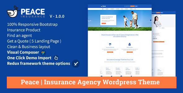 Download Peace - Insurance Agency WordPress Theme GPL WordPress Plugin