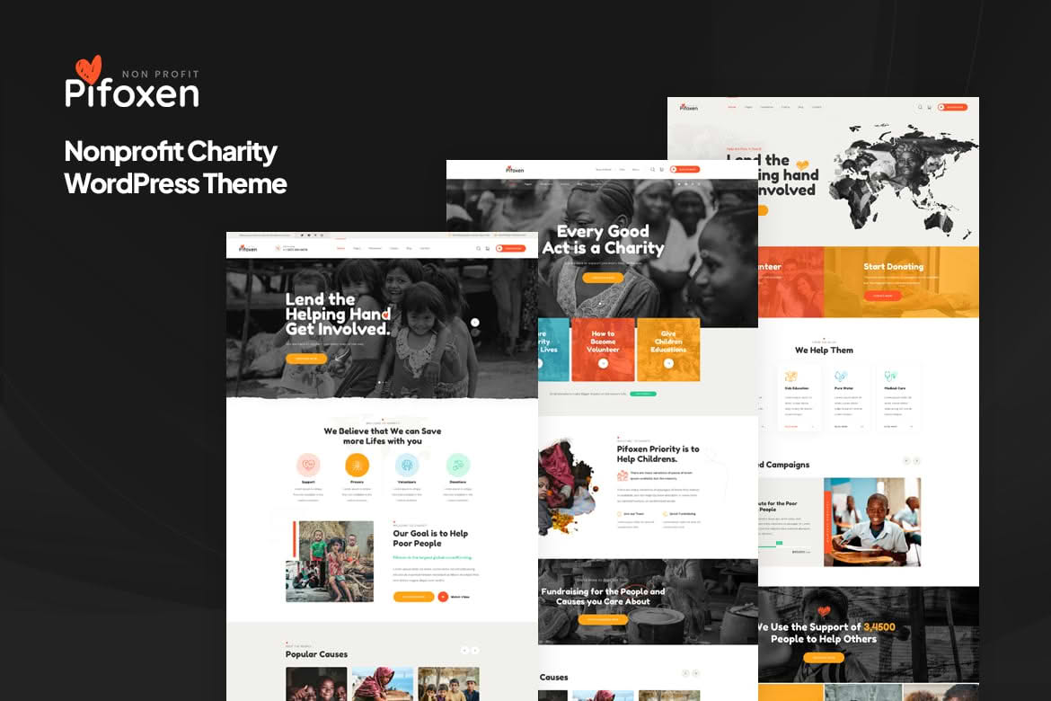 Download Pifoxen - Nonprofit Charity WordPress Theme GPL WordPress Plugin