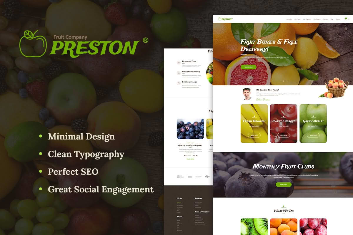 Download Preston | Fruit Company & Organic Farming WordPress Theme GPL WordPress Plugin