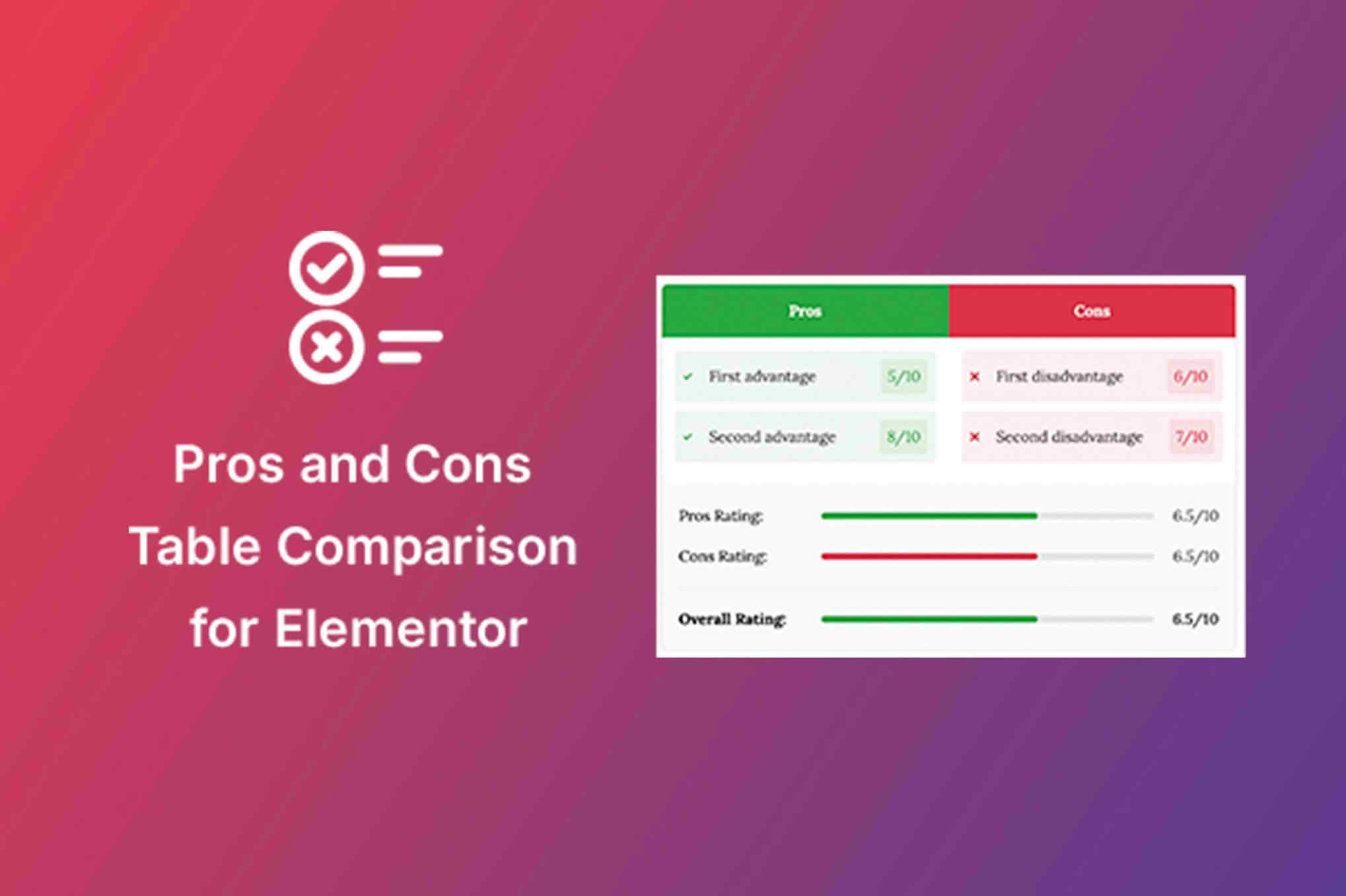 Download Pros & Cons Widget for Elementor
