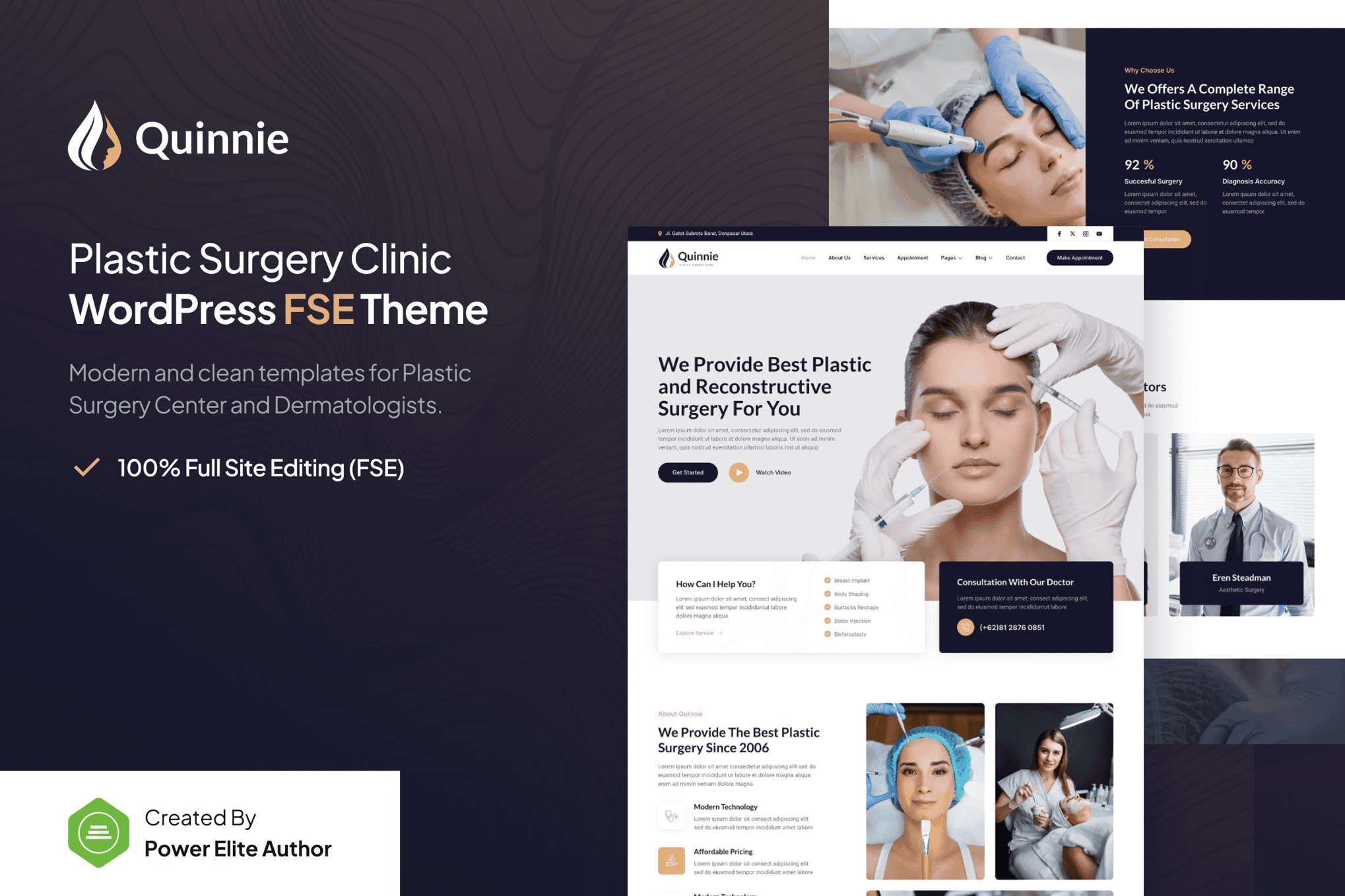 Download Quinnie – Plastic Surgery Clinic FSE WordPress Theme GPL WordPress Plugin