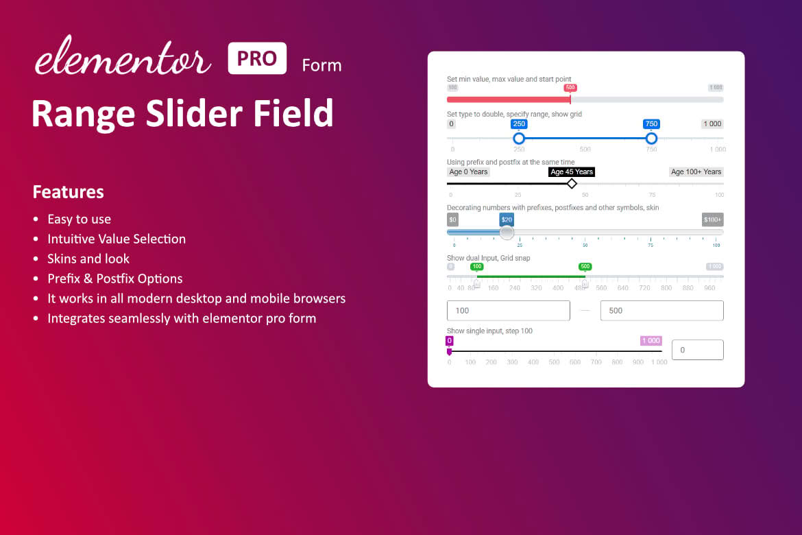 Download Range Slider Field for Elementor form