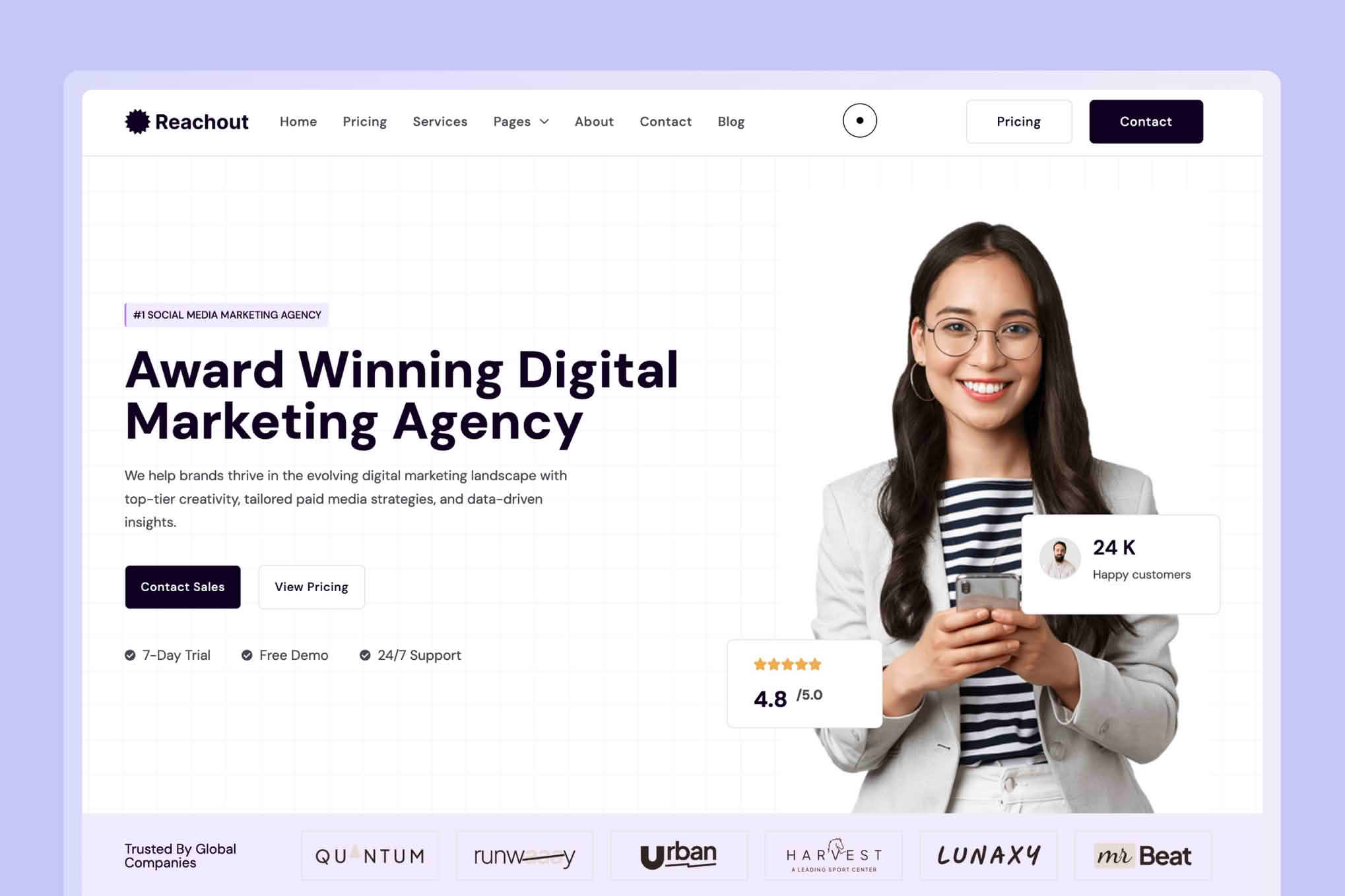 Download Reachout - Social Media Marketing Agency WordPress Theme GPL WordPress Plugin