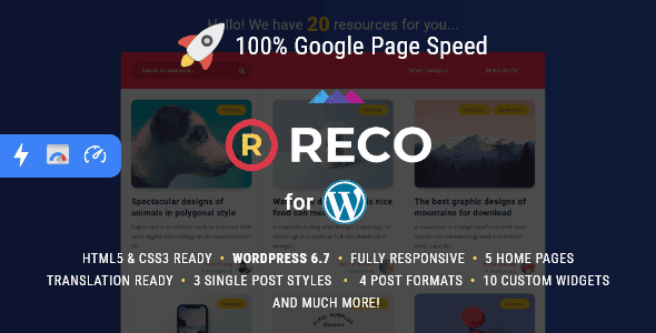 Download Reco - Minimal Theme for Freebies GPL WordPress Plugin